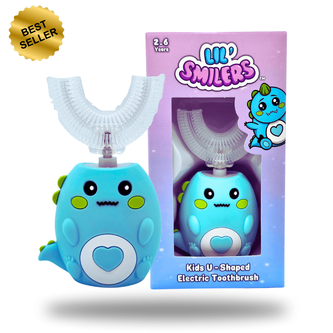 Lil' Smilers ELECTRIC TOOTHBRUSH Mint Green 'Danny the Dinosaur' U-Shaped Kids Electric Toothbrush