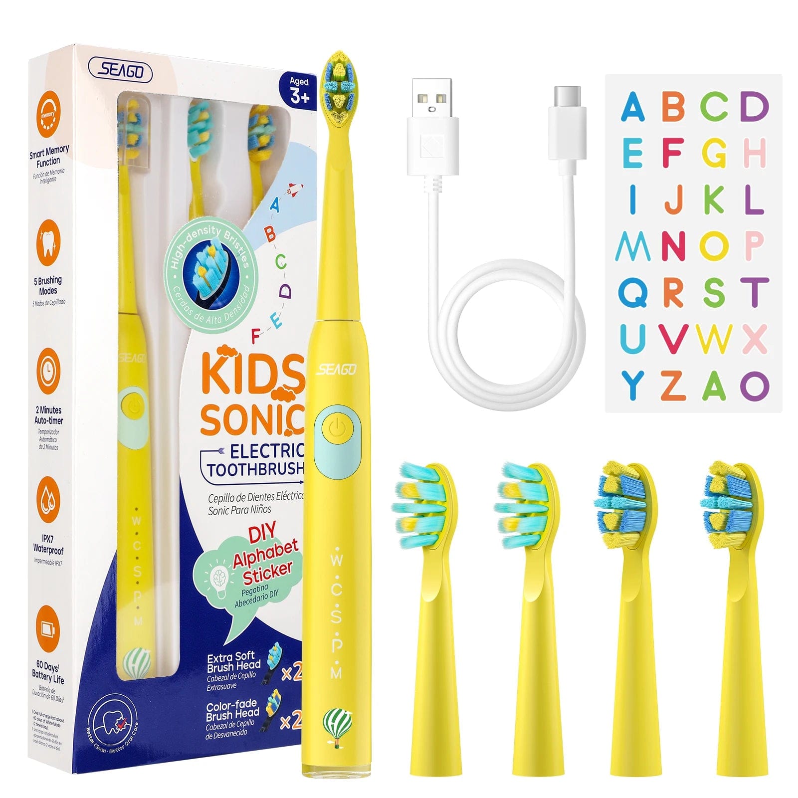 Lil' Smilers Kids ELECTRIC TOOTHBRUSH Sunshine Yellow Lil' Kids Electric Sonic Toothbrush