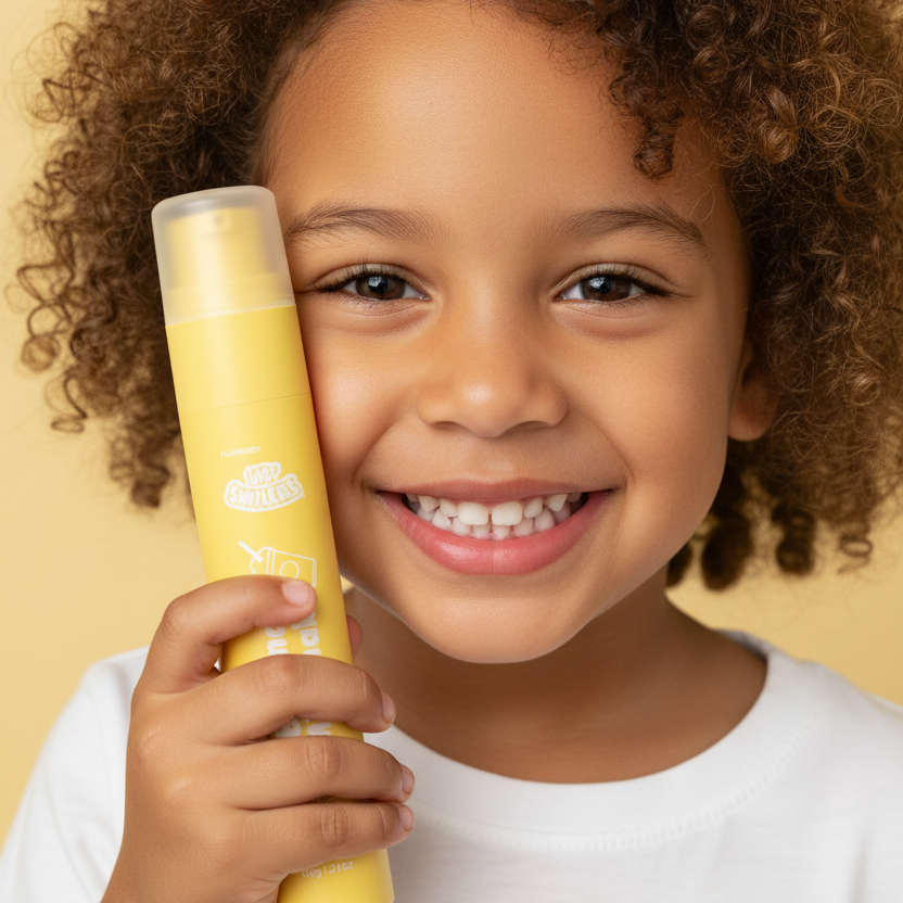 Yellow bottle labeled 'Banana Milkshake' with a cartoon illustration of a milkshake on a white background