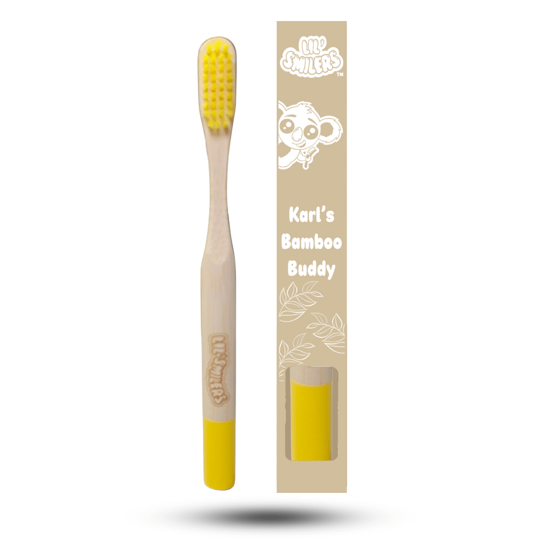 Lil' Smilers UK toothbrush Sunshine Yellow Karl's Bamboo Buddy Toothbrush
